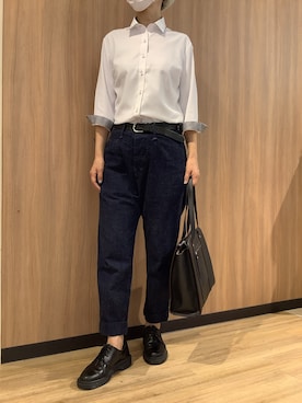 「アイテム（ビジネスシャツ）」を使った、BRICK HOUSE シャツ工房 浜松メイワン店さん（レディース・162cm）の夏コーディネート