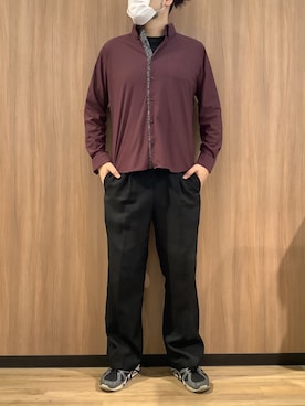 「TOKYO SHIRTS（トウキョウシャツ）のボタンダウン 長袖 ストレッチカジュアルシャツ（シャツ/ブラウス、レッド系）」を使った、BRICK HOUSE シャツ工房 浜松メイワン店さん（レディース・162cm）の春コーディネート