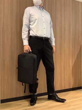 「アイテム（ビジネスシャツ）」を使った、BRICK HOUSE シャツ工房 浜松メイワン店さん（メンズ・182cm）の秋コーディネート
