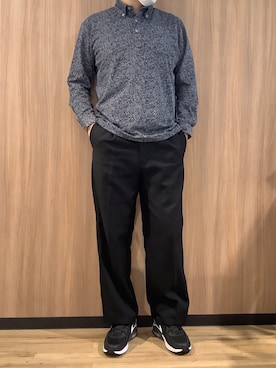 「TOKYO SHIRTS（トウキョウシャツ）のビズポロ ポロシャツ 小花柄プリント 長袖 メンズ（ポロシャツ、ブルー系）」を使った、BRICK HOUSE シャツ工房 浜松メイワン店さん（メンズ・182cm）の秋コーディネート