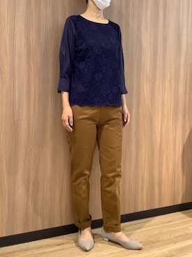 「アイテム（チノパンツ）」を使った、BRICK HOUSE シャツ工房 浜松メイワン店さん（レディース・162cm）の夏コーディネート