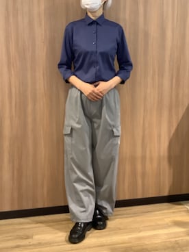 「TOKYO SHIRTS（トウキョウシャツ）の形態安定ノンアイロン ワイド 7分袖ビジネスワイシャツ（ビジネスシャツ、ブルー系）」を使った、BRICK HOUSE シャツ工房 浜松メイワン店さん（メンズ・182cm）の春コーディネート