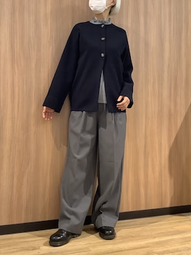 「TOKYO SHIRTS（トウキョウシャツ）のもちもち フリルネック プルオーバー（ニット/セーター）」を使った、BRICK HOUSE シャツ工房 浜松メイワン店さん（レディース・162cm）の秋コーディネート