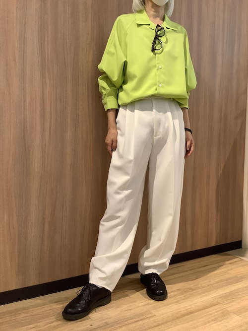 た*ん様 BRIEFING オリーブグリーン ラグランシャツ リラックスラグランスリーブシャツ＜ネオングリーン＞(XS ネオン