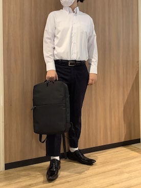 「アイテム（ビジネスシャツ）」を使った、BRICK HOUSE シャツ工房 浜松メイワン店さん（メンズ・182cm）の秋コーディネート