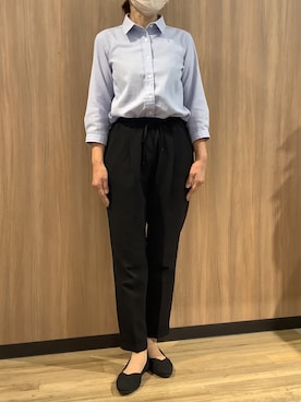 「TOKYO SHIRTS（トウキョウシャツ）の【Pitta Re:)】ふわっとガーゼシャツ レギュラーシルエット 七分袖 綿100% レディース カジュアルシャツ（シャツ/ブラウス、ブルー系）」を使った、BRICK HOUSE シャツ工房 浜松メイワン店さん（メンズ・182cm）の春コーディネート