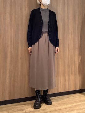 「アイテム（スカート、ベージュ系）」を使った、BRICK HOUSE シャツ工房 浜松メイワン店さん（レディース・162cm）の冬コーディネート