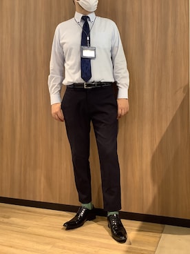 「アイテム（ビジネスシャツ）」を使った、BRICK HOUSE シャツ工房 浜松メイワン店さん（メンズ・182cm）の秋コーディネート