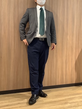 「アイテム（ビジネスシャツ）」を使った、BRICK HOUSE シャツ工房 浜松メイワン店さん（メンズ・165cm）の秋コーディネート