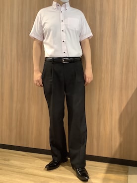 「アイテム（ビジネスシャツ）」を使った、BRICK HOUSE シャツ工房 浜松メイワン店さん（メンズ・182cm）の夏コーディネート