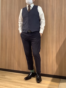 「アイテム（ビジネスシャツ）」を使った、BRICK HOUSE シャツ工房 浜松メイワン店さん（メンズ・182cm）の秋コーディネート