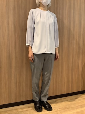 「アイテム（シャツ/ブラウス、シルバー系）」を使った、BRICK HOUSE シャツ工房 浜松メイワン店さん（レディース・162cm）の春コーディネート