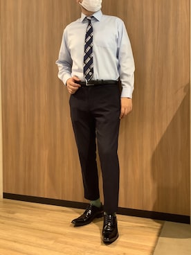 「アイテム（ビジネスシャツ）」を使った、BRICK HOUSE シャツ工房 浜松メイワン店さん（メンズ・182cm）の秋コーディネート