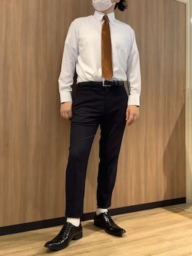 「アイテム（ビジネスシャツ）」を使った、BRICK HOUSE シャツ工房 浜松メイワン店さん（メンズ・182cm）の秋コーディネート