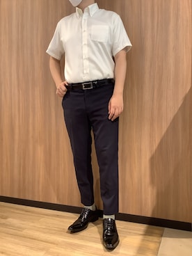 「アイテム（ビジネスシャツ）」を使った、BRICK HOUSE シャツ工房 浜松メイワン店さん（メンズ・182cm）の夏コーディネート