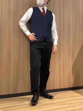 「アイテム（ビジネスシャツ）」を使った、BRICK HOUSE シャツ工房 浜松メイワン店さん（メンズ・182cm）の秋コーディネート