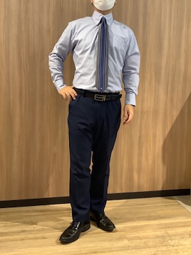 「アイテム（ビジネスシャツ）」を使った、BRICK HOUSE シャツ工房 浜松メイワン店さん（メンズ・165cm）の秋コーディネート