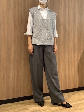 「アイテム（ビジネスシャツ）」を使った、BRICK HOUSE シャツ工房 浜松メイワン店さん（レディース・162cm）の秋コーディネート