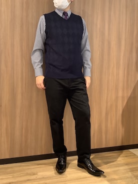 「アイテム（ビジネスシャツ）」を使った、BRICK HOUSE シャツ工房 浜松メイワン店さん（メンズ・182cm）の冬コーディネート