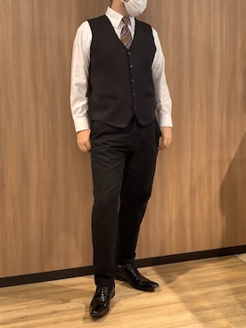 「アイテム（ビジネスシャツ）」を使った、BRICK HOUSE シャツ工房 浜松メイワン店さん（メンズ・182cm）の冬コーディネート