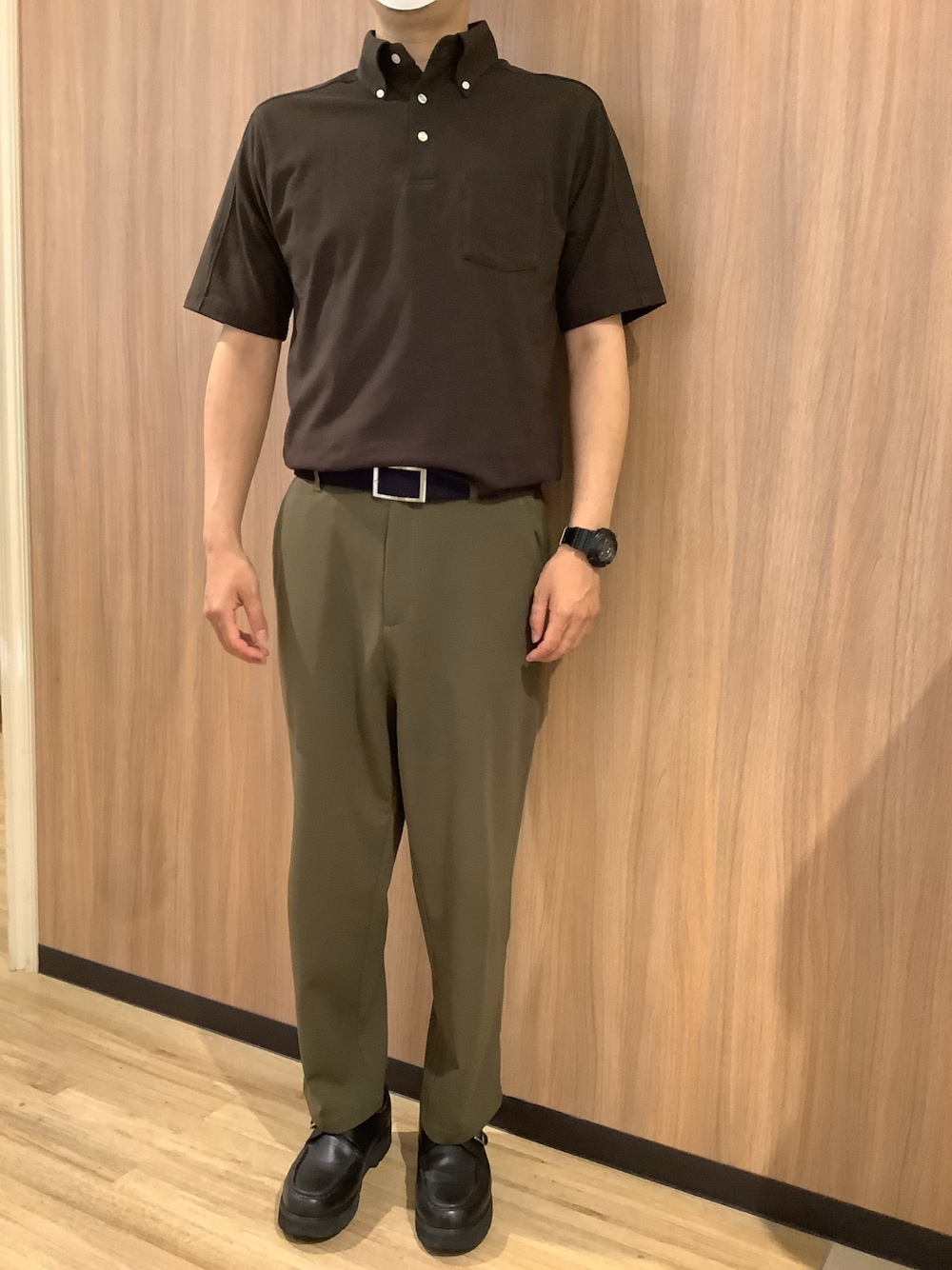 ダークブラウン ポロシャツオールインワン ポロシャツを使った「ダーク