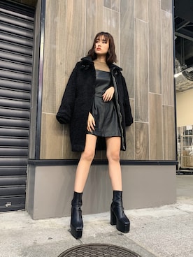 「厚底」｜「アイテム（その他アウター）」を使った、HIKARUさん（レディース・166cm）の冬コーディネート