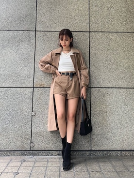 「EVRIS（エヴリス）のアイテム（その他アウター）」を使った、HIKARUさん（レディース・166cm）の秋コーディネート