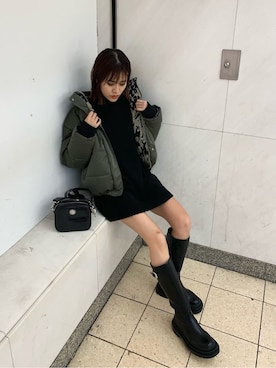 「厚底」｜「アイテム（ブルゾン）」を使った、HIKARUさん（レディース・166cm）の冬コーディネート