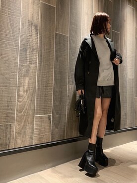 「厚底」｜「アイテム（その他アウター）」を使った、HIKARUさん（レディース・166cm）の秋コーディネート