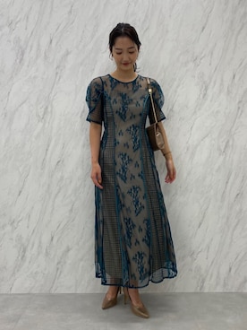 「LAGUNAMOON（ラグナムーン）のLADYシャインクラッチBAG（クラッチバッグ）」を使った、久保田さん（レディース・162cm）の夏コーディネート