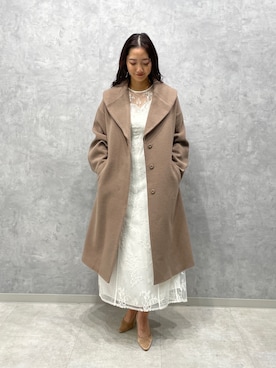 「アイテム（ドレス、ホワイト系）」を使った、久保田さん（レディース・162cm）の冬コーディネート