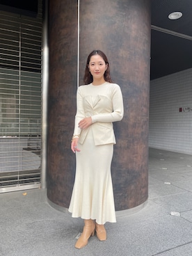 「LAGUNAMOON（ラグナムーン）のボタンジレドッキングニットワンピース（ワンピース）」を使った、久保田さん（レディース・162cm）の冬コーディネート