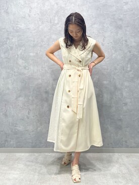 「LAGUNAMOON（ラグナムーン）のカッティングヒールサンダル（サンダル）」を使った、久保田さん（レディース・162cm）の春コーディネート