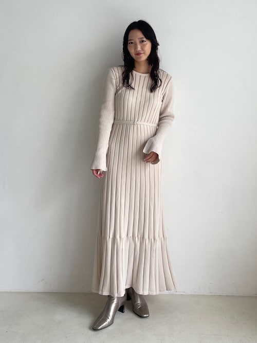 セール】モールヤーンシアーストライプニットワンピース（ワンピース  
