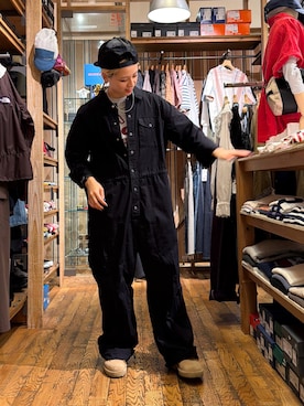 「BEAMS BOY（ビームスボーイ）のユーケー ボイラースーツ（つなぎ/オールインワン、ブルー系）」を使った、Heg.さん（レディース・159cm）の春コーディネート