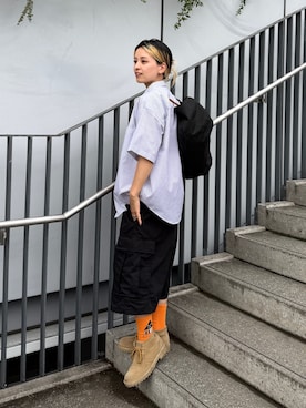 「BEAMS（ビームス）のアイテム（シューズ、ベージュ系）」を使った、Heg.さん（レディース・159cm）の夏コーディネート