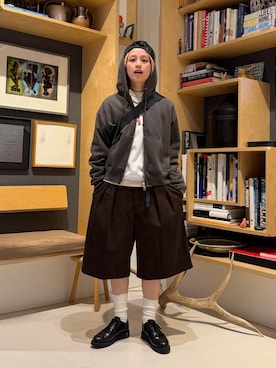 「BEAMS BOY（ビームスボーイ）の〈WOMEN〉RED WING / CARRIER（ドレスシューズ、ブラック系）」を使った、Heg.さん（レディース・159cm）の夏コーディネート
