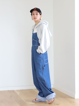 「BEAMS BOY（ビームスボーイ）のアイテム（サロペット/オーバーオール）」を使った、Heg.さん（レディース・159cm）の夏コーディネート