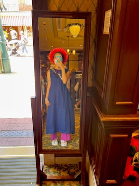 「blue」｜「アイテム（帽子）」を使った、R̤̮R̤̮eChi₍ᐢ⑅•ᴗ•⑅ᐢ₎♡さん（レディース・161cm）の夏コーディネート