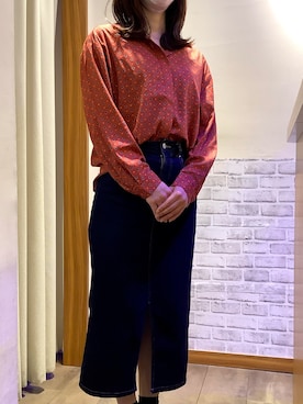 「幾何学模様」｜BRICK HOUSE シャツ工房 さっぽろ地下街ポールタウン店さん（レディース・156cm）の夏コーディネート