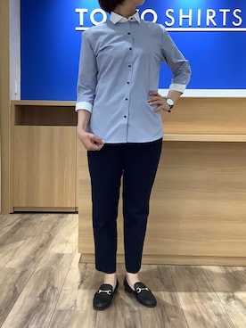 「TOKYO SHIRTS（トウキョウシャツ）のアイテム」を使った、BRICK HOUSE シャツ工房 さっぽろ地下街ポールタウン店さん（レディース・153cm）の春コーディネート