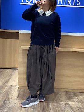 「TOKYO SHIRTS（トウキョウシャツ）のアイテム（ニット/セーター）」を使った、BRICK HOUSE シャツ工房 さっぽろ地下街ポールタウン店さん（レディース・155cm）の春コーディネート