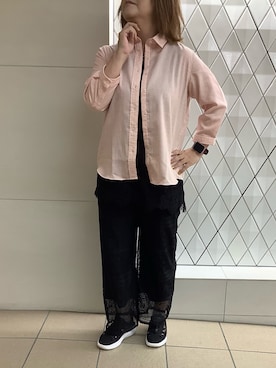 「TOKYO SHIRTS（トウキョウシャツ）の【Pitta Re:)】ふわっとガーゼシャツ 七分袖 綿100% レディースカジュアルシャツ（シャツ/ブラウス、オレンジ系）」を使った、BRICK HOUSE シャツ工房 さっぽろ地下街ポールタウン店さん（レディース・155cm）の夏コーディネート