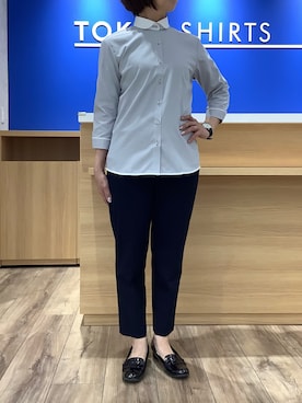 「東京シャツ」｜BRICK HOUSE シャツ工房 さっぽろ地下街ポールタウン店さん（レディース・153cm）の春コーディネート