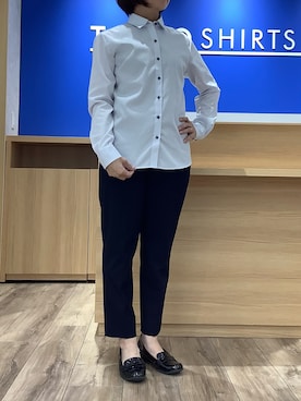 「TOKYO SHIRTS（トウキョウシャツ）のアイテム（ビジネスシャツ）」を使った、BRICK HOUSE シャツ工房 さっぽろ地下街ポールタウン店さん（レディース・153cm）の春コーディネート