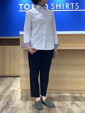 「アイテム（ビジネスシャツ）」を使った、BRICK HOUSE シャツ工房 さっぽろ地下街ポールタウン店さん（レディース・153cm）の秋コーディネート