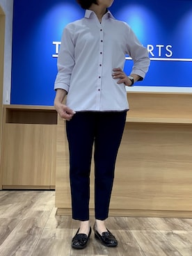 「東京シャツ」｜BRICK HOUSE シャツ工房 さっぽろ地下街ポールタウン店さん（レディース・153cm）の春コーディネート