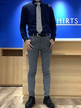 「アイテム（ビジネスシャツ）」を使った、BRICK HOUSE シャツ工房 さっぽろ地下街ポールタウン店さん（メンズ・171cm）の冬コーディネート