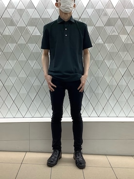 「TOKYO SHIRTS（トウキョウシャツ）のビズポロ クールタッチコットン 綿100% 半袖ポロシャツ（ポロシャツ、グリーン系）」を使った、BRICK HOUSE シャツ工房 さっぽろ地下街ポールタウン店さん（レディース・155cm）の夏コーディネート