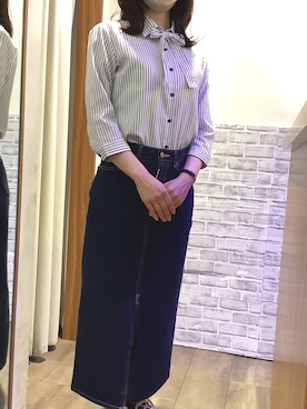 「ボウタイシャツ」｜BRICK HOUSE シャツ工房 さっぽろ地下街ポールタウン店さん（レディース・156cm）の夏コーディネート